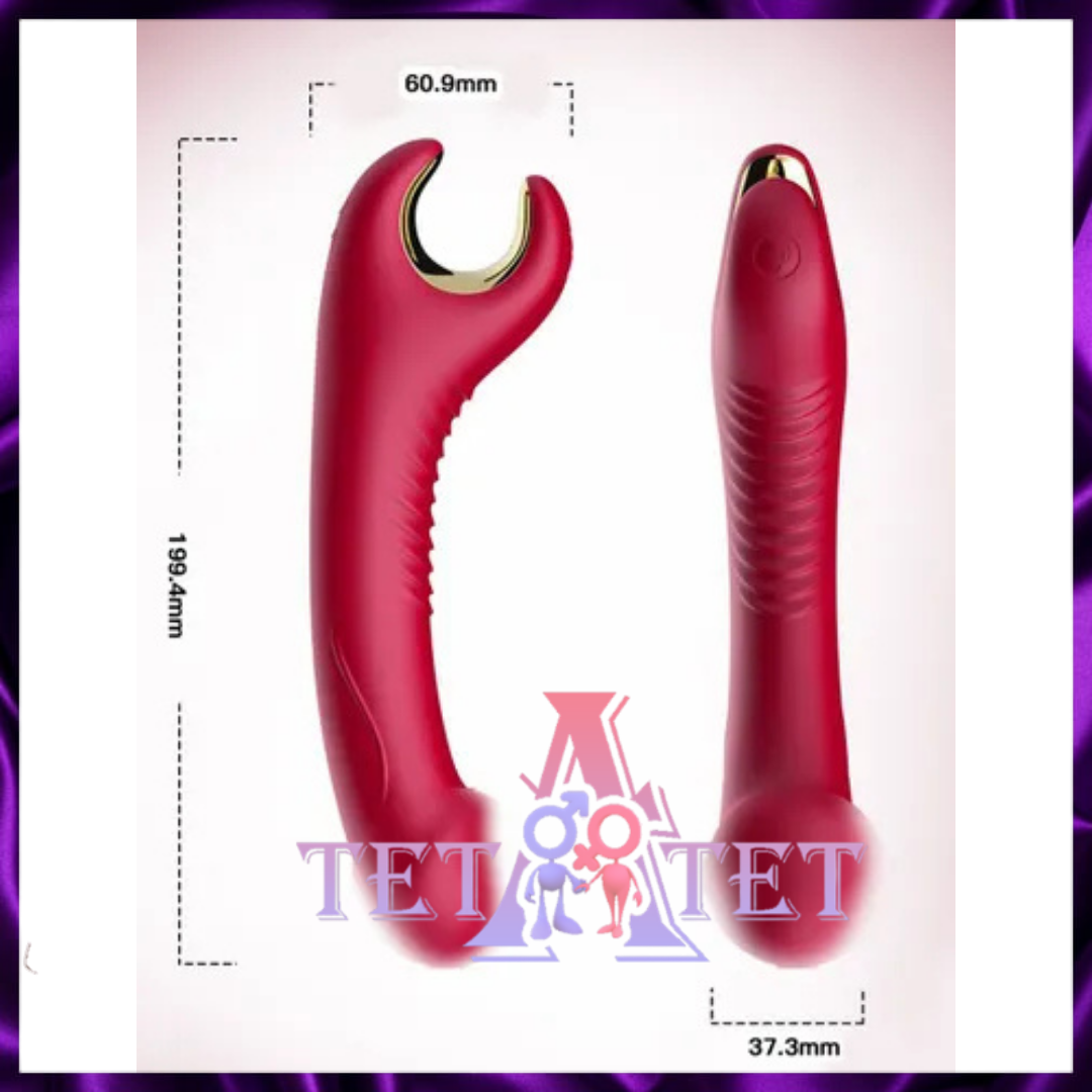 Silicone toys   Красный вибромассажер-ротатор с рельефной поверхностью - 20 см.
